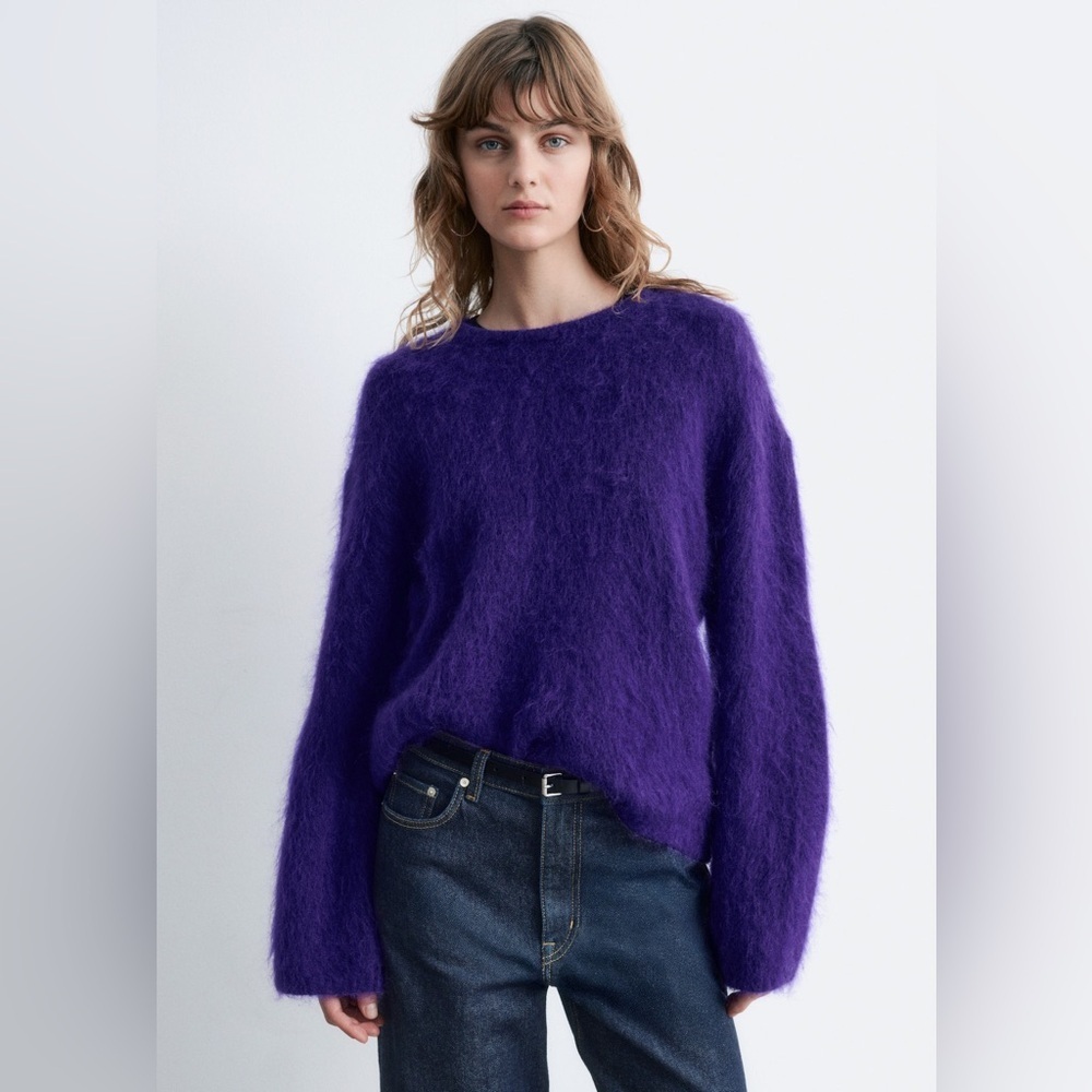 & Other Stories alpaca wool sweater brushed loose fit fuzzy crewneck top